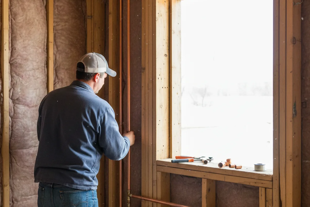 Licensed plumber running new copper supply lines in a Yamhill home