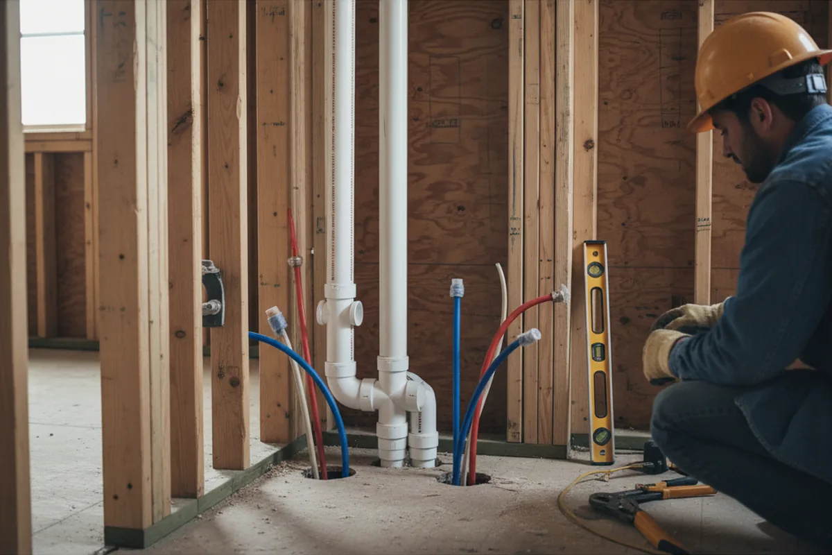Drain and supply rough-in during Drain Cleaning in Yamhill