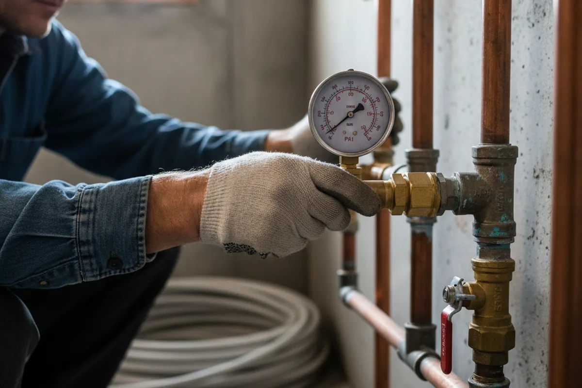 Pressure testing a repaired line during Water Line Repair in Yamhill